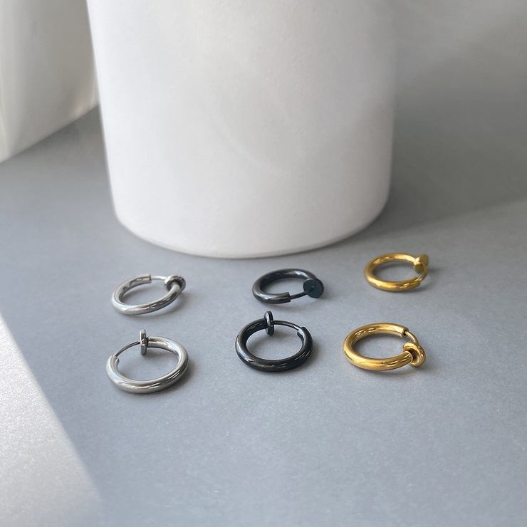 両耳用ステンレスフープイヤリング フェイクピアス サージカルステンレス | FACION | 詳細画像3 