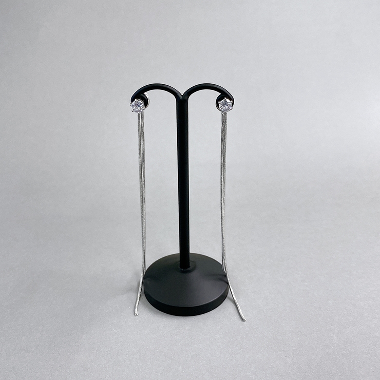 シルバー | ジルコニア２連チェーン2WAYステンレスピアス サージカルステンレスシルバーゴー… | FACION