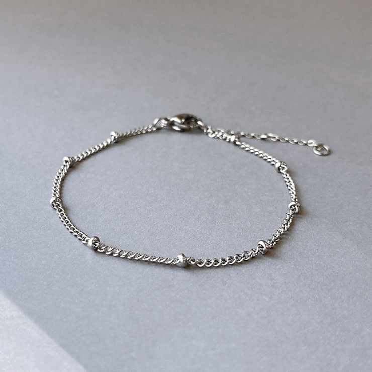シルバー | ステーションチェーンステンレスブレスレット サージカルステンレス | FACION