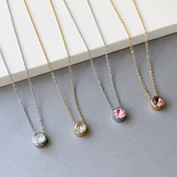 ラウンドストーンステンレスネックレス サージカルステンレス ペンダント | FACION | 詳細画像1 