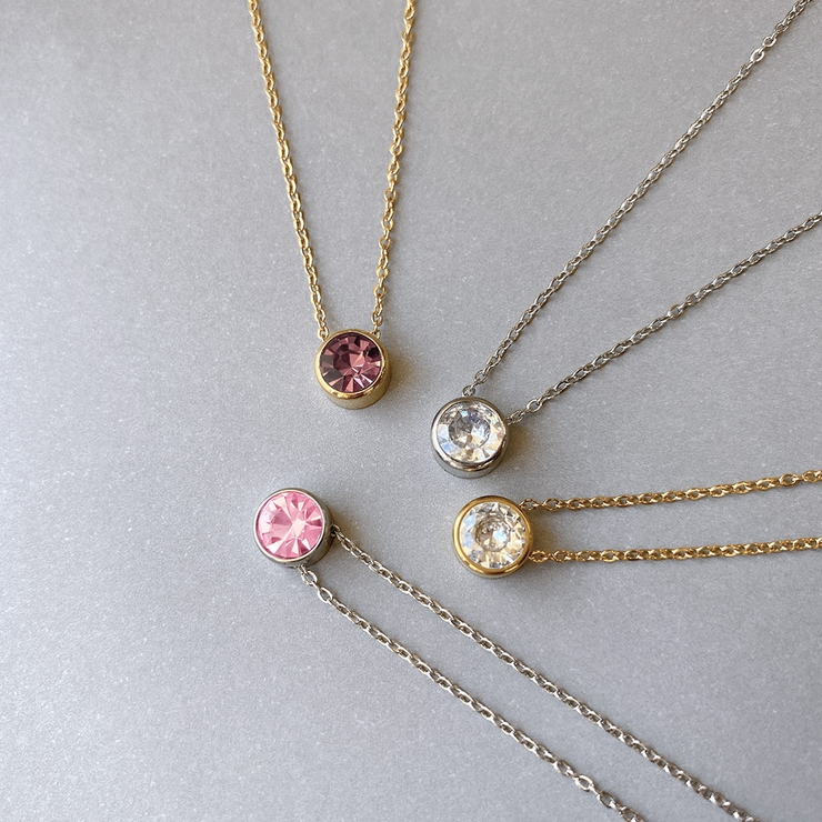 ラウンドストーンステンレスネックレス サージカルステンレス ペンダント | FACION | 詳細画像3 