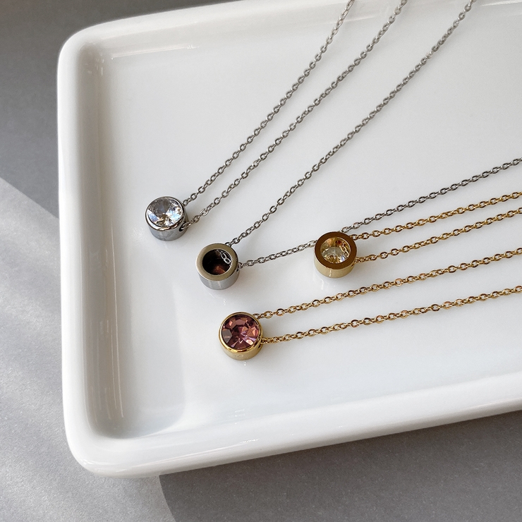 ラウンドストーンステンレスネックレス サージカルステンレス ペンダント | FACION | 詳細画像5 