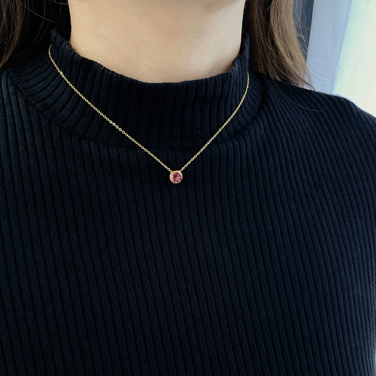 ラウンドストーンステンレスネックレス サージカルステンレス ペンダント | FACION | 詳細画像8 