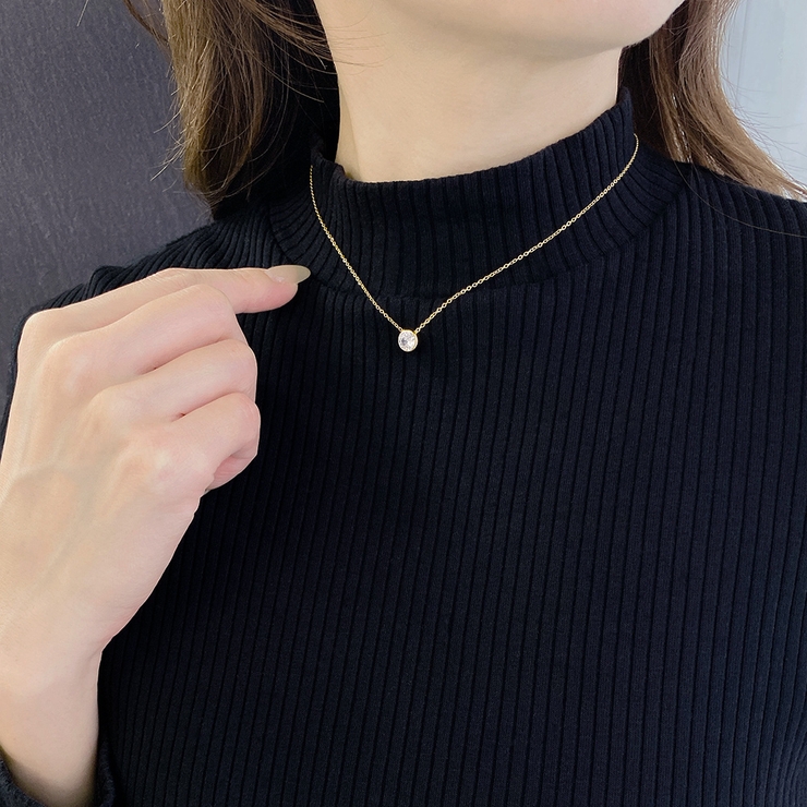 ラウンドストーンステンレスネックレス サージカルステンレス ペンダント | FACION | 詳細画像9 