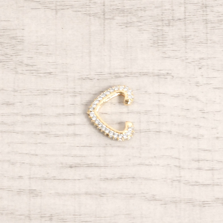 ゴールド | 片耳用 パヴェハート型イヤーカフ 軟骨ピアスシルバーゴールド | FACION