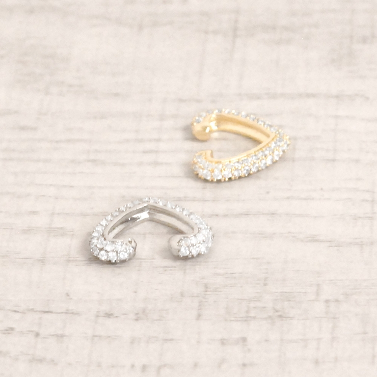 片耳用 パヴェハート型イヤーカフ 軟骨ピアスシルバーゴールド | FACION | 詳細画像2 