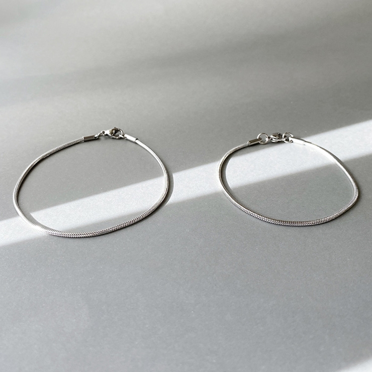 スネークチェーンステンレスブレスレット サージカルステンレス メタルシルバーゴー… | FACION | 詳細画像2 