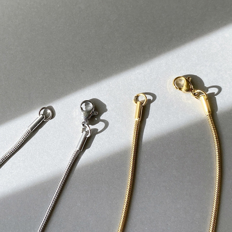 スネークチェーンステンレスブレスレット サージカルステンレス メタルシルバーゴー… | FACION | 詳細画像6 