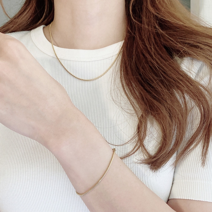 スネークチェーンステンレスブレスレット サージカルステンレス メタルシルバーゴー… | FACION | 詳細画像8 