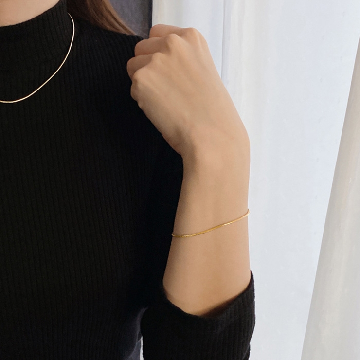 スネークチェーンステンレスブレスレット サージカルステンレス メタルシルバーゴー… | FACION | 詳細画像11 