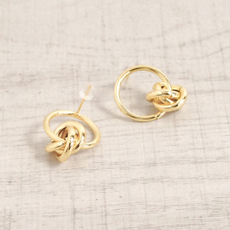 クロススリーリングメタルピアス シルバーゴールドレディースフープ | FACION | 詳細画像2 