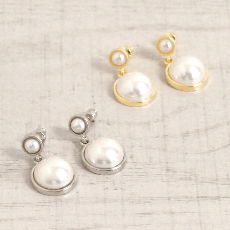 ドーム型ラウンドパールピアス シルバーゴールドレディース結婚式卒業式 | FACION | 詳細画像1 