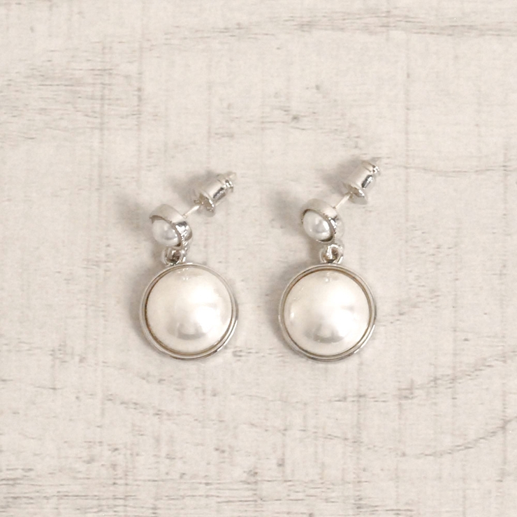 シルバー | ドーム型ラウンドパールピアス シルバーゴールドレディース結婚式卒業式 | FACION