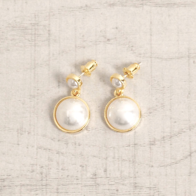 ゴールド | ドーム型ラウンドパールピアス シルバーゴールドレディース結婚式卒業式 | FACION