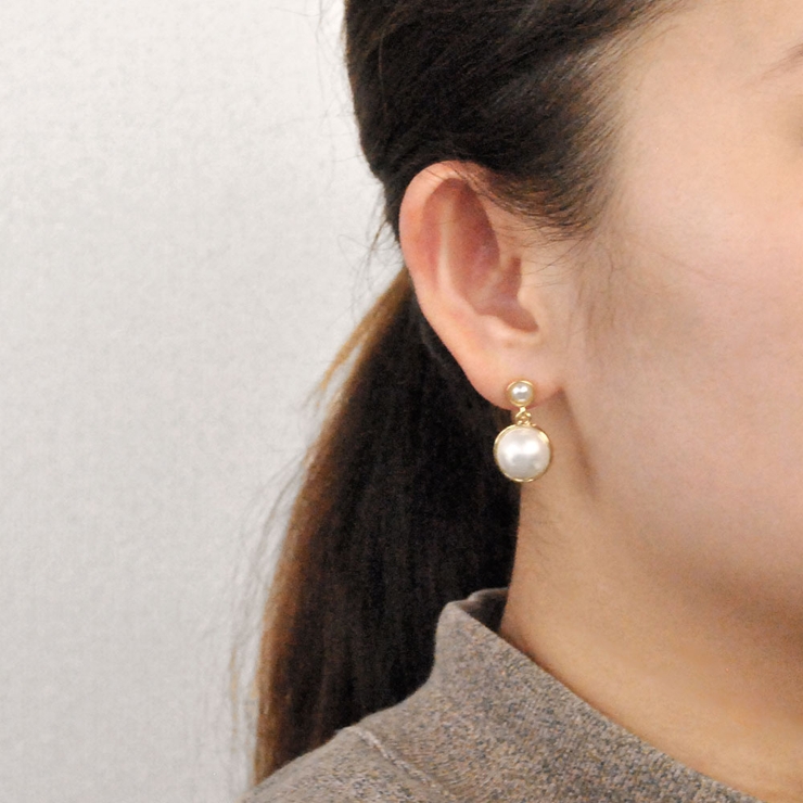 ドーム型ラウンドパールピアス シルバーゴールドレディース結婚式卒業式 | FACION | 詳細画像5 