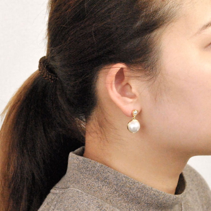 ドーム型ラウンドパールピアス シルバーゴールドレディース結婚式卒業式 | FACION | 詳細画像7 