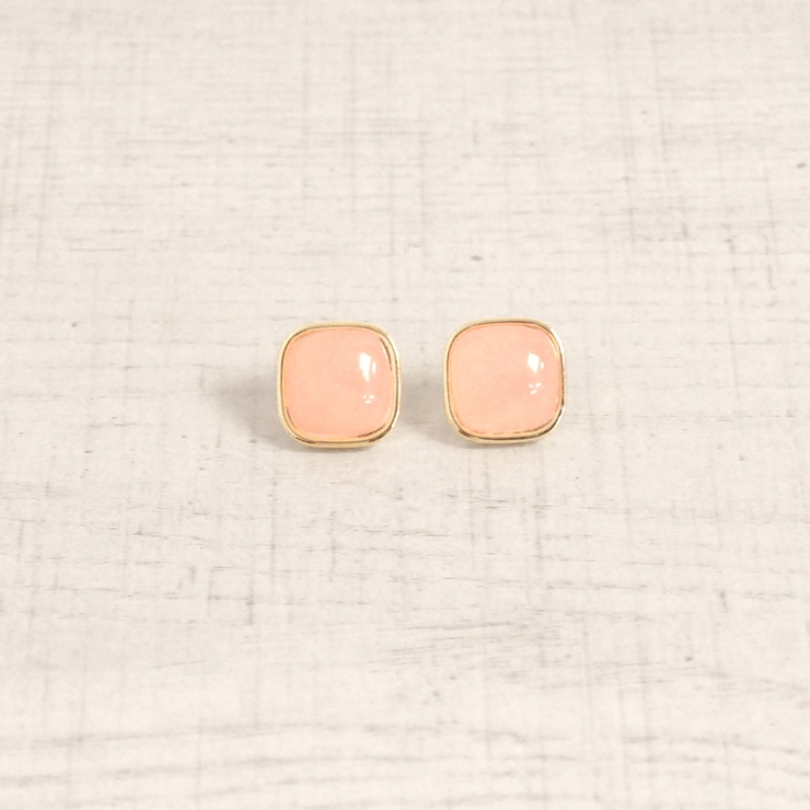 ライトピンク | スクエアジュエルカラーピアス  プチプラシルバーゴールド春夏インスタ | FACION