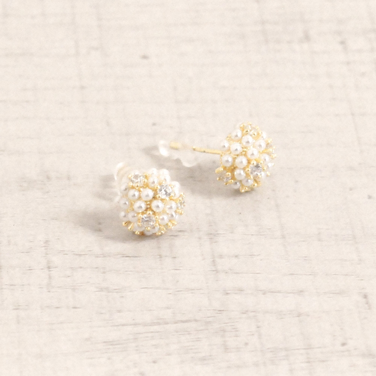 ラウンドミニパール＆ストーンピアス プチプラシルバーゴールド | FACION | 詳細画像1 