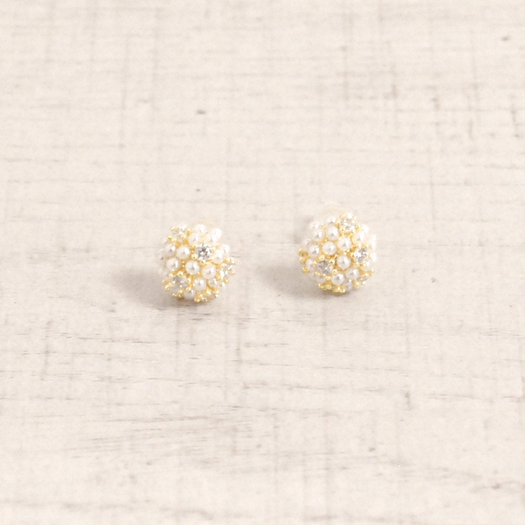 ラウンドミニパール＆ストーンピアス プチプラシルバーゴールド | FACION | 詳細画像2 