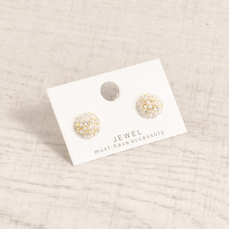 ラウンドミニパール＆ストーンピアス プチプラシルバーゴールド | FACION | 詳細画像4 