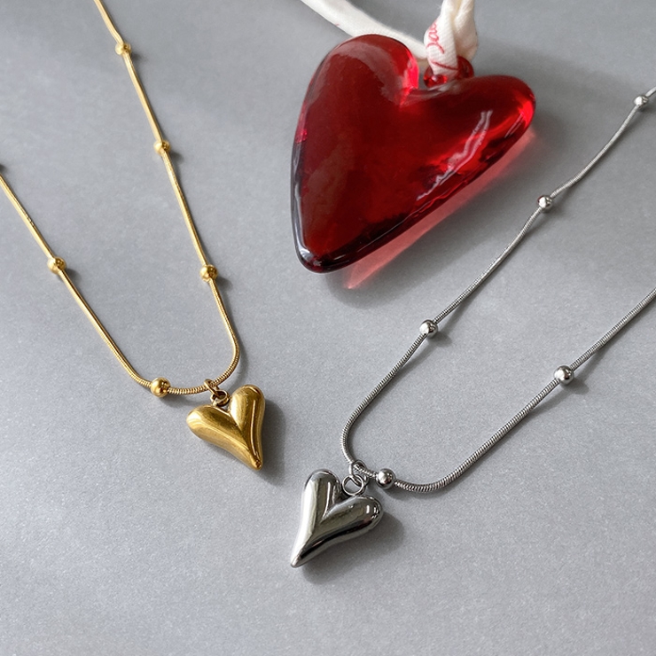 ニュアンスハートメタルステンレスネックレス ペンダントサージカルステンレス | FACION | 詳細画像1 