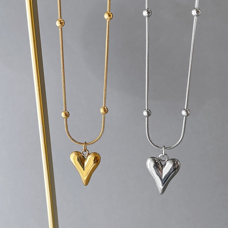 ニュアンスハートメタルステンレスネックレス ペンダントサージカルステンレス | FACION | 詳細画像4 