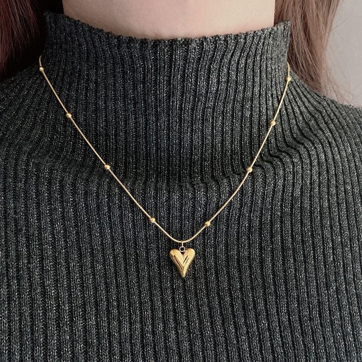 ニュアンスハートメタルステンレスネックレス ペンダントサージカルステンレス | FACION | 詳細画像10 