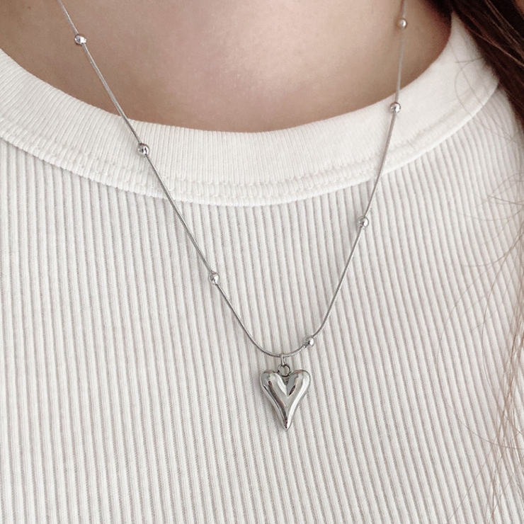 ニュアンスハートメタルステンレスネックレス ペンダントサージカルステンレス | FACION | 詳細画像11 