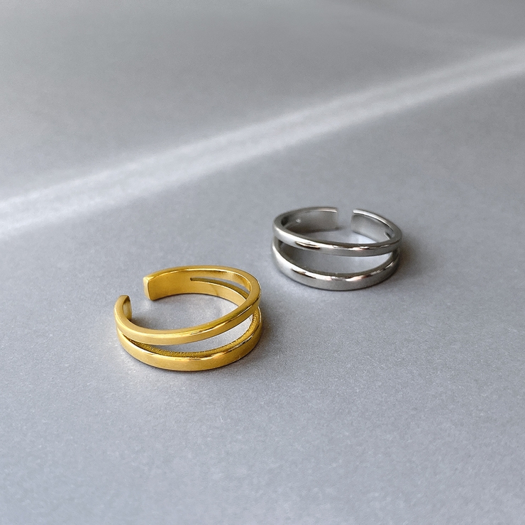 ダブルラインステンレスメタルリング 金属アレルギー つけっぱなし | FACION | 詳細画像1 