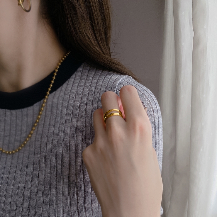 ダブルラインステンレスメタルリング 金属アレルギー つけっぱなし | FACION | 詳細画像10 