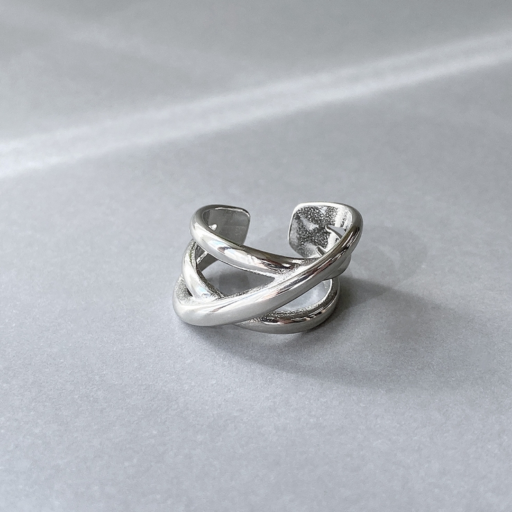 ボリュームクロスラインステンレスメタルリング 金属アレルギー つけっぱなし | FACION | 詳細画像2