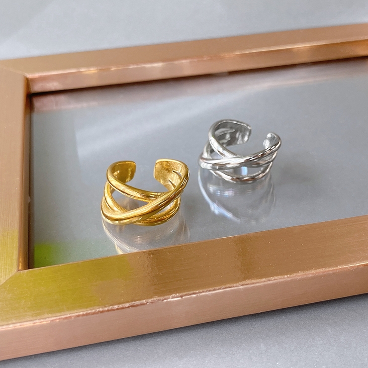 ボリュームクロスラインステンレスメタルリング 金属アレルギー つけっぱなし | FACION | 詳細画像4