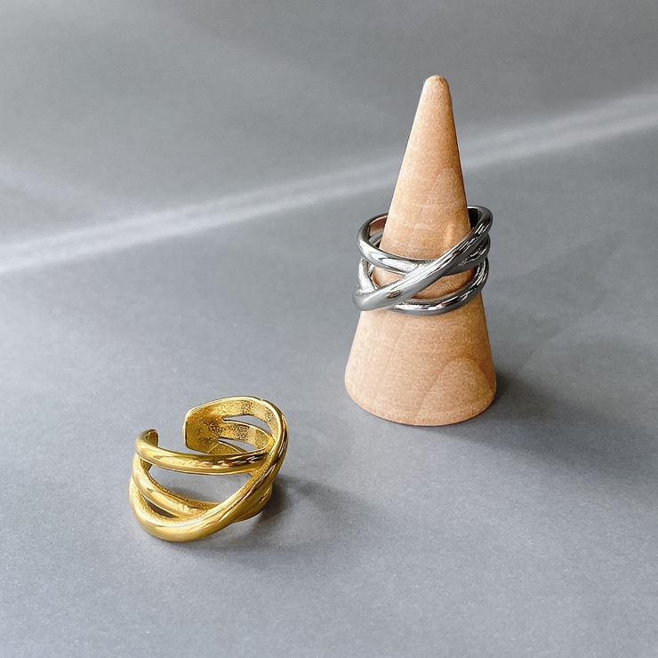 ボリュームクロスラインステンレスメタルリング 金属アレルギー つけっぱなし | FACION | 詳細画像5