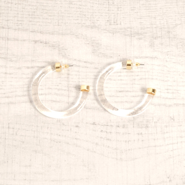 50mm | C型クリアフープピアス 透明シンプル春夏トレンドインスタ | FACION