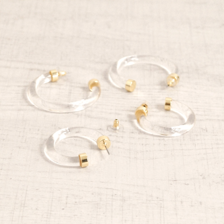 C型クリアフープピアス 透明シンプル春夏トレンドインスタ | FACION | 詳細画像2 