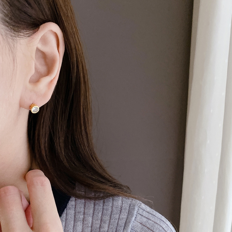 CZステンレス透かし枠スタッドピアス | FACION | 詳細画像5