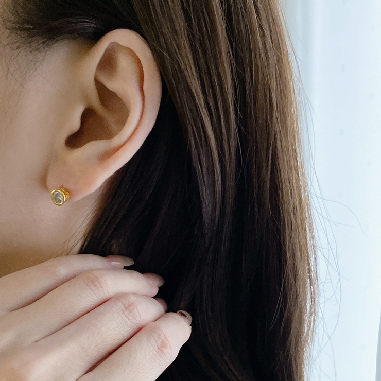 CZステンレス透かし枠スタッドピアス | FACION | 詳細画像6