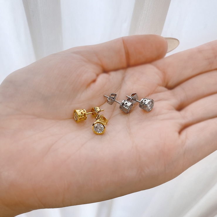 CZステンレス透かし枠スタッドピアス | FACION | 詳細画像9