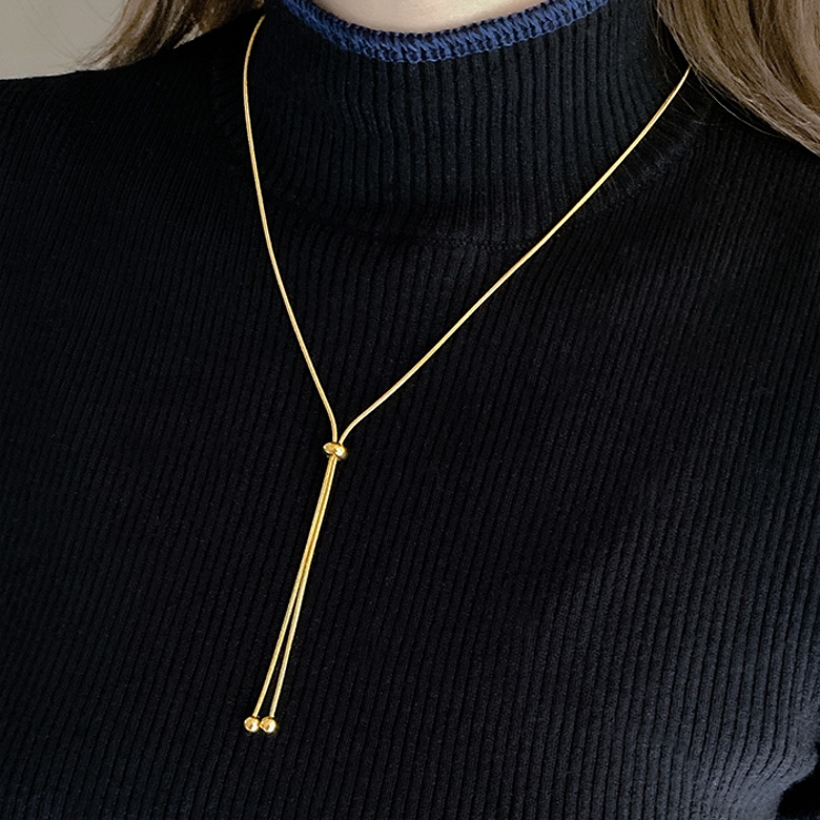 スライド式Y字チェーンステンレスネックレス サージカルステンレス シルバーゴールド | FACION | 詳細画像9 