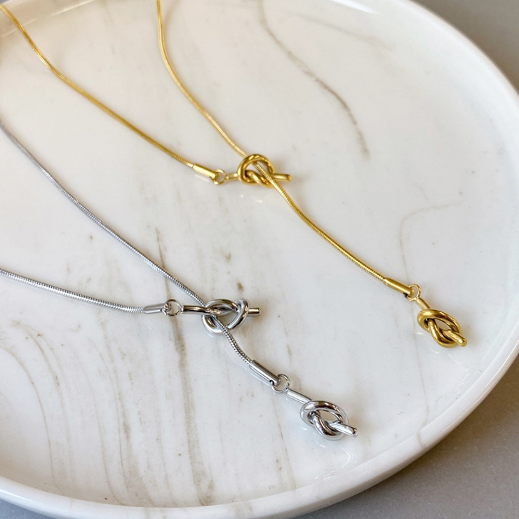 ノットメタルY字チェーンステンレスネックレス サージカルステンレス シルバーゴー… | FACION | 詳細画像2 