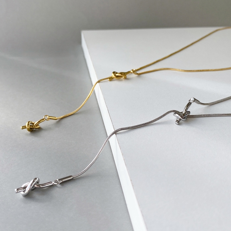 ノットメタルY字チェーンステンレスネックレス サージカルステンレス シルバーゴー… | FACION | 詳細画像3 