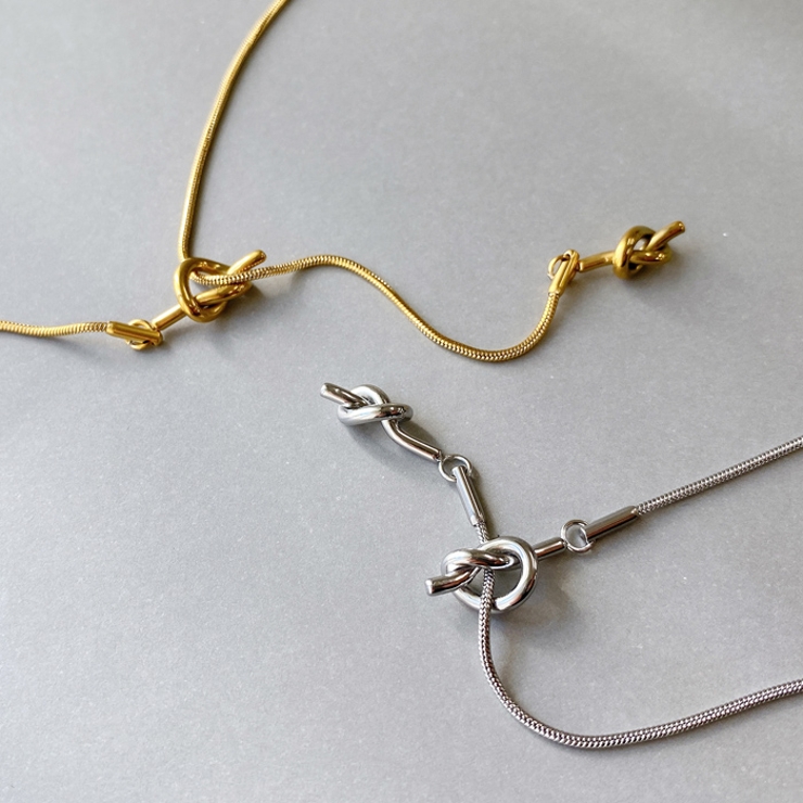 ノットメタルY字チェーンステンレスネックレス サージカルステンレス シルバーゴー… | FACION | 詳細画像5 