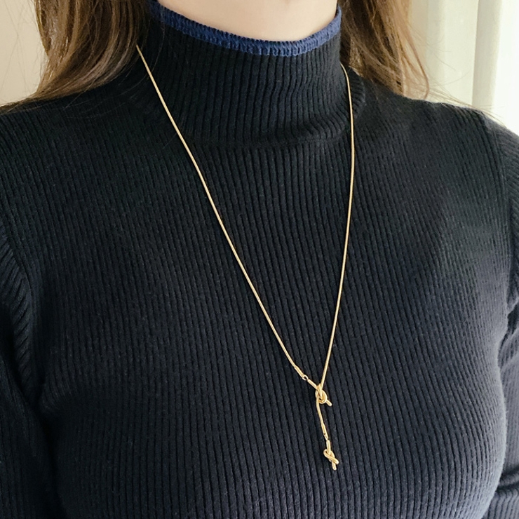 ノットメタルY字チェーンステンレスネックレス サージカルステンレス シルバーゴー… | FACION | 詳細画像10 