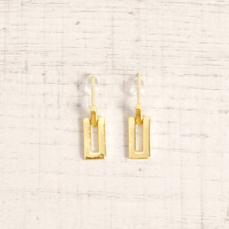 ゴールド | オープンスクエアメタルピアス シルバーゴールドプレートプチプラ | FACION