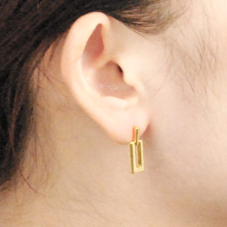 オープンスクエアメタルピアス シルバーゴールドプレートプチプラ | FACION | 詳細画像9 