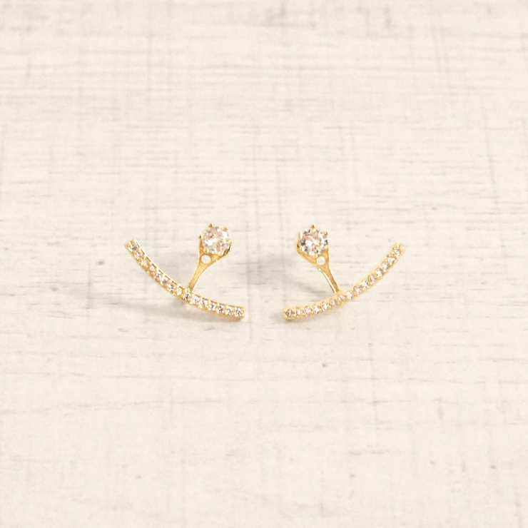 ゴールド | ストーン付カーブライン2WAYピアス シルバーゴールドレディースインスタ | FACION