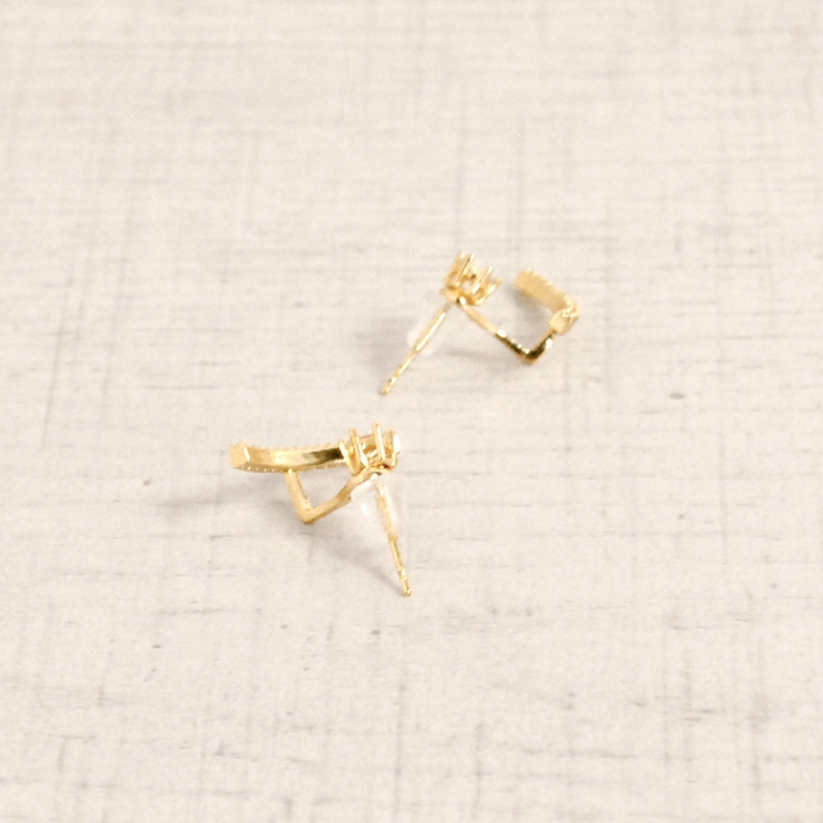 ストーン付カーブライン2WAYピアス シルバーゴールドレディースインスタ | FACION | 詳細画像2 