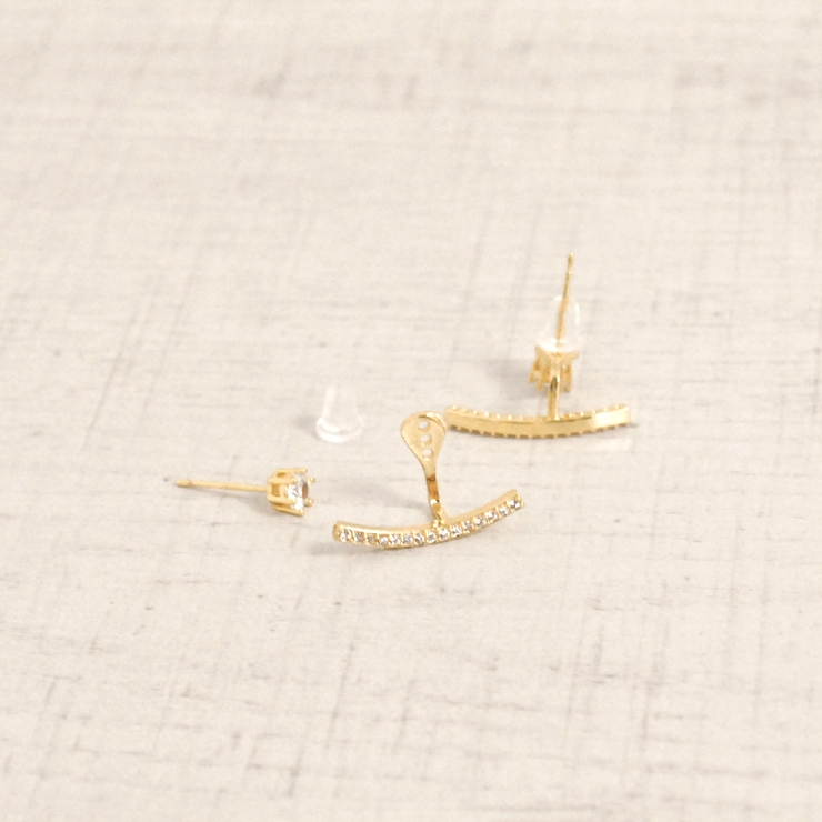 ストーン付カーブライン2WAYピアス シルバーゴールドレディースインスタ | FACION | 詳細画像3 