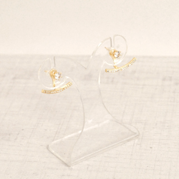 ストーン付カーブライン2WAYピアス シルバーゴールドレディースインスタ | FACION | 詳細画像4 