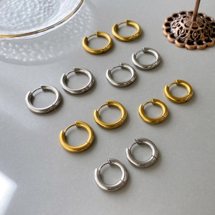 両耳用ステンレスフープピアス サージカルステンレス メンズ レディース 開閉式 | FACION | 詳細画像1 